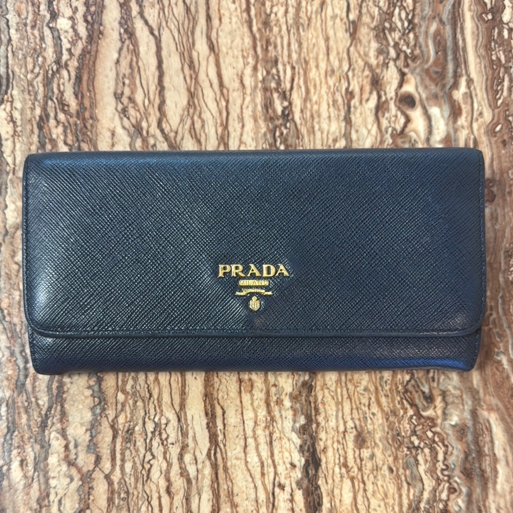Prada Navy Blue Leather Wallet
